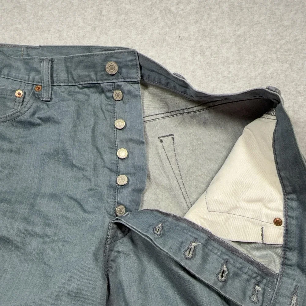 Levis 501 Jeans Mens 38x30 Gray Button Fly Straight Denim Medium Wash Pants